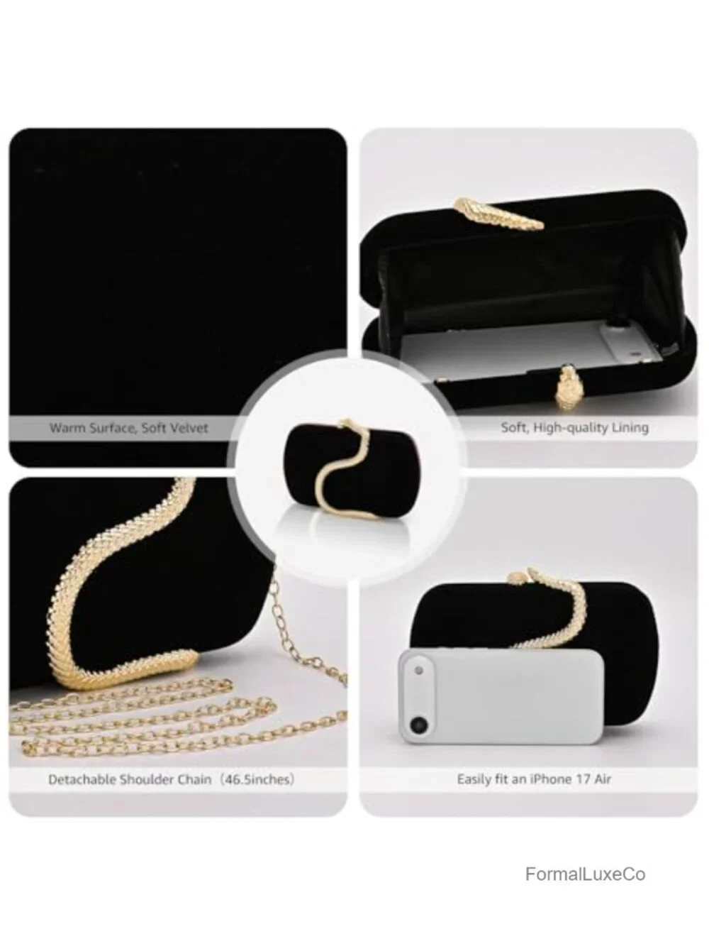 Women's Velvet Evening Clutch Purse with Chain Shoulder Bag Formal Handbag